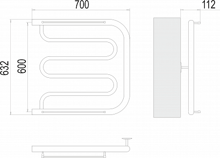 Фокстрот БШ 600х700 Полотенцесушитель  TERMINUS Чита - фото 3