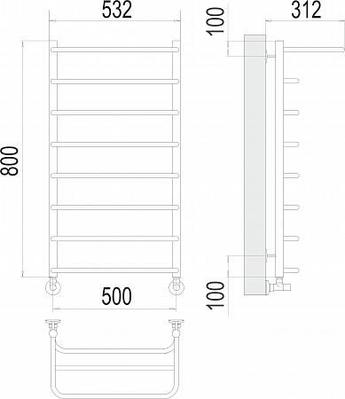 Полка П8 500х800  Полотенцесушитель  TERMINUS Чита - фото 3