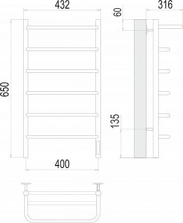 Полка П6 400х650 Электро (quick touch) Полотенцесушитель  TERMINUS Чита - фото 3