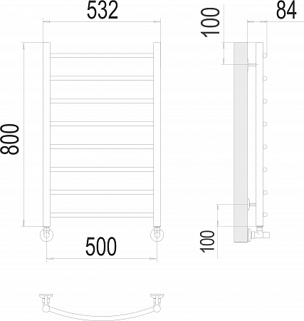 Классик П8 500х800 Полотенцесушитель  TERMINUS Чита - фото 3