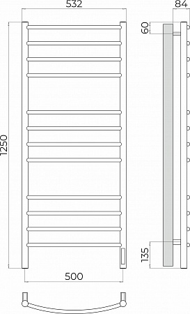 Классик П12 500х1250 Электро (quick touch) Полотенцесушитель TERMINUS Чита - фото 3