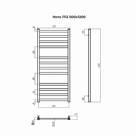 Ното П12 500х1200 Полотенцесушитель TERMINUS Чита - фото 3