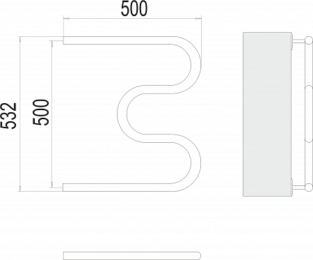 М-обр AISI 32х2 500х500 Полотенцесушитель  TERMINUS Чита - фото 3