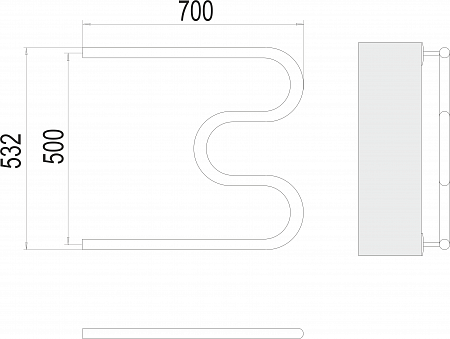 М-обр AISI 32х2 500х700 Полотенцесушитель  TERMINUS Чита - фото 3