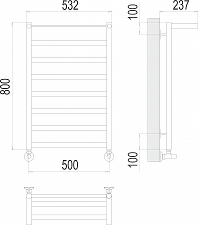 Хендрикс П8 500х800 Полотенцесушитель  TERMINUS Чита - фото 3