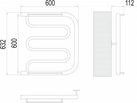 Фокстрот БШ 600х600 Полотенцесушитель TERMINUS Чита - фото 3