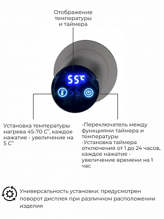 Рондо П2 350х760 электро Полотенцесушитель TERMINUS Оружейная сталь Чита - фото 5