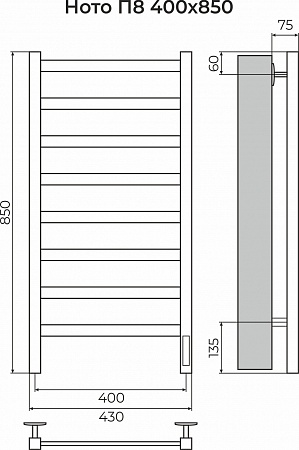 Ното П8 400х850 Электро (quick touch) Полотенцесушитель TERMINUS Чита - фото 3