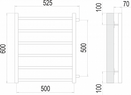 Вега П6 500х600 бп500 Полотенцесушитель  TERMINUS Чита - фото 3