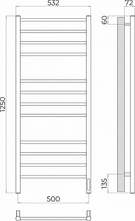 Аврора П12 500х1250 Электро (quick touch) Полотенцесушитель TERMINUS Чита - фото 3