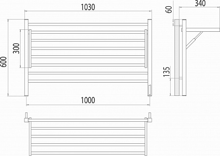 Горизонт П8 1000х600 электро КС ЧЕРНЫЙ МУАР (sensor quick touch) Полотенцесушитель TERMINUS Чита - фото 5